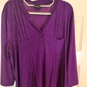 Elie McCarthy casual purple top 3/4 sleeve 1X